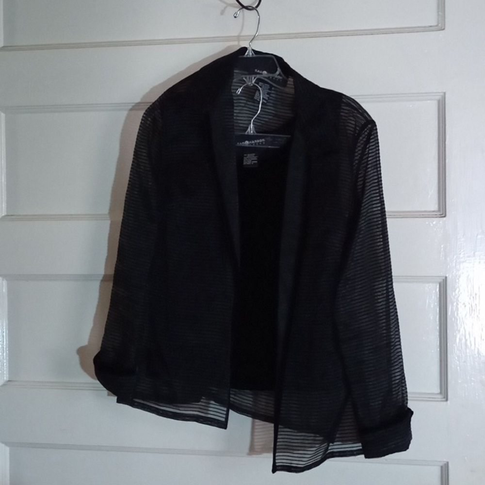 Sag harbor 12 two-piece top, sheer outer velvet inner tank black nwot (Rox021)